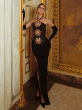Halter Bead Hollow Design Backless Long Dress